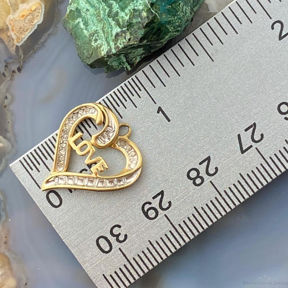 10K Yellow Gold Diamonds LOVE Heart Shape Pendant Necklace For Women - Picture 9 of 9